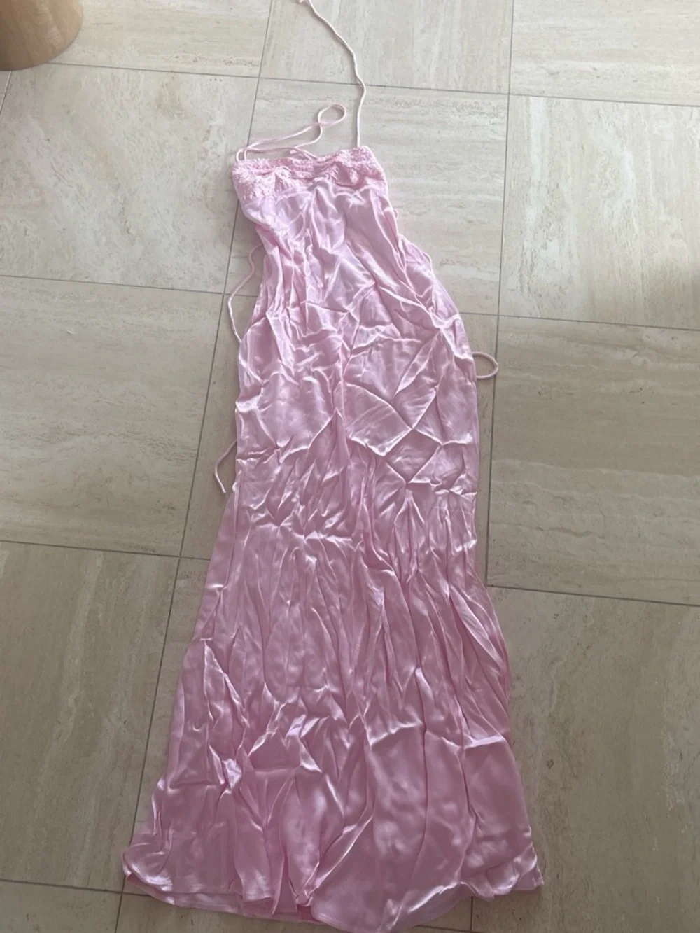 Strapless Light Pink Satin Evening Dress